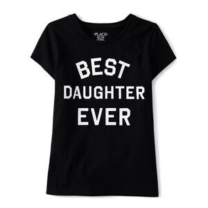 The Children’s Place Girls “Best Daughter Ever” Black Graphic Tee Size 5/6